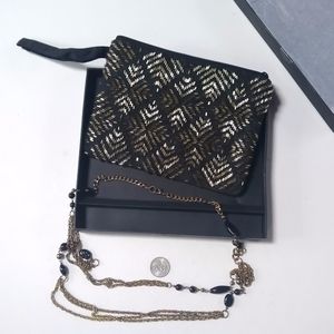 Vtg clutch with gold beading & necklace India